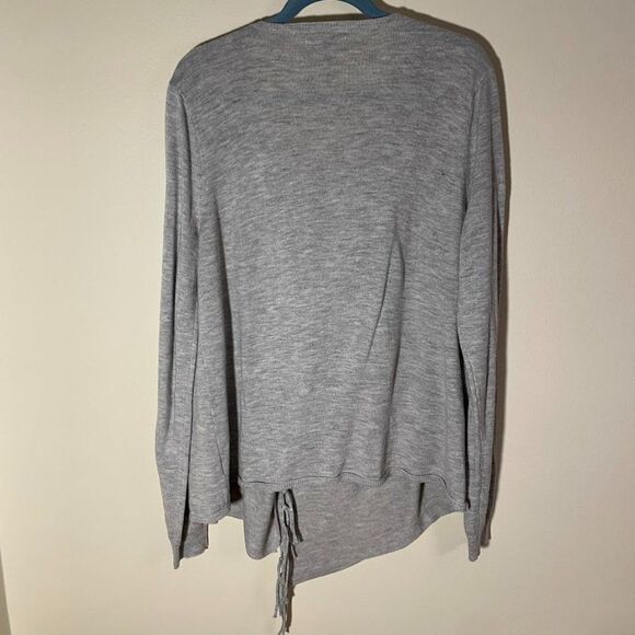 Knox Rose Fringe Sweater Women Size XXL Gray Sweater Cardigan Boho - Picture 2 of 9